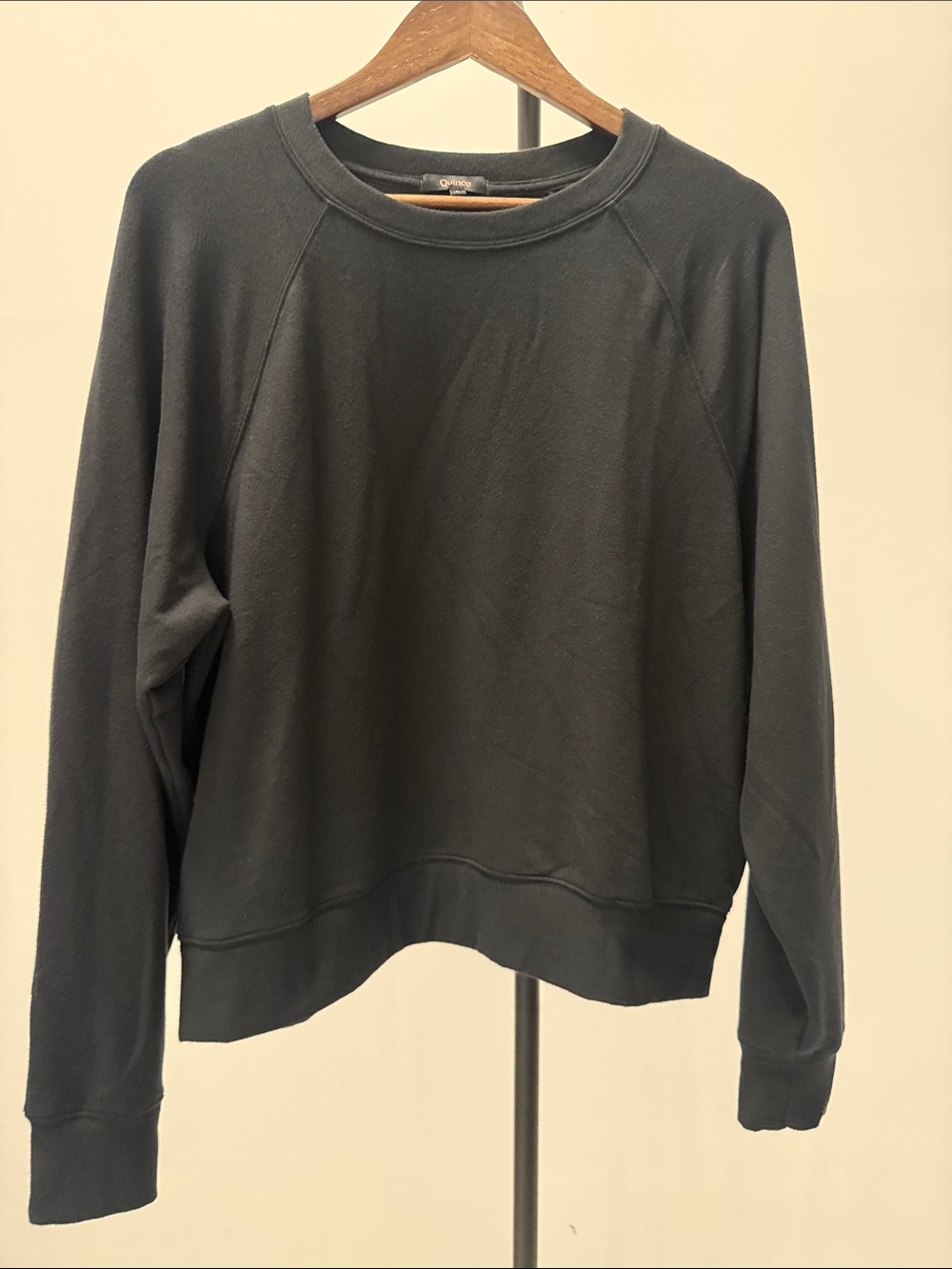 Quince SuperSoft Fleece Crewneck Sweater - Black | Size L